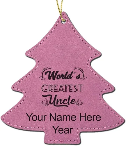 Vista 4 de LaserGram Personalized Christmas Ornament, World's Greatest Uncle, Faux Leather, Custom Laser Engraved Gift Idea (Tree Shape, Black)