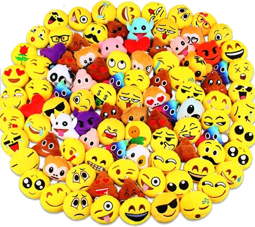 Vista 8 de Dreampark Emoji - Llavero de felpa para niños, diseño de emoji, ideal para fiestas de Navidad o cumpleaños, 2 pulgadas