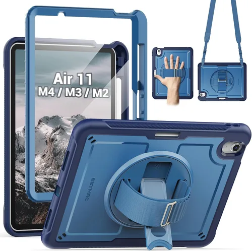 Vista 17 de SEYMAC Funda protectora a prueba de golpes para iPad Air de 11 pulgadas M4, M3, M2 (2026/2025/2024), funda protectora a prueba de golpes