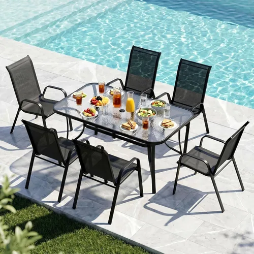 Vista 9 de MAMIZO Sillas de comedor para patio, silla Teslin apilable para todo tipo de clima, juego de sillas transpirables resistentes al aire libre