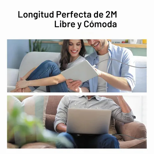 Vista 7 de Cable USB C a C 2 en 1 de 100 W (6 pies, paquete de 2), cable de carga rápida 5A tipo A a C, cable de carga USB C trenzado de nailon para iPhone 16