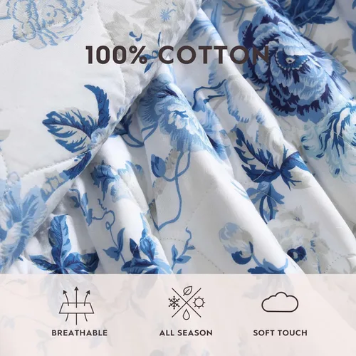 Vista 7 de Laura Ashley - Juego de edredón individual, ropa de cama reversible de algodón con funda a juego, decoración ligera del hogar para todas