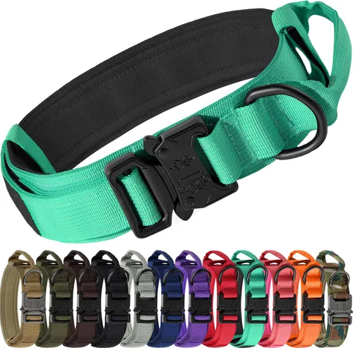 Vista 9 de Joytale Collar táctico para perro con asa, collar militar ajustable y resistente con 2 parches para entrenamiento, adecuado para perros medianos