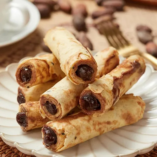 Vista 4 de Rollos de huevo de chocolate con avellana, bocadillos de relleno de galletas, barras de galletas de sándwich de chocolate, 4.23 oz/120 g envío desde