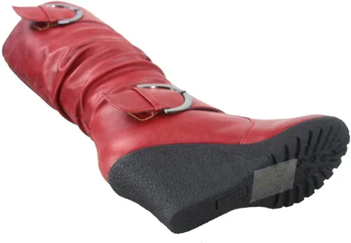 Vista 4 de TOP Moda Pure-65 - Zapatos de bota de media pantorrilla con hebilla y punta redonda para mujer