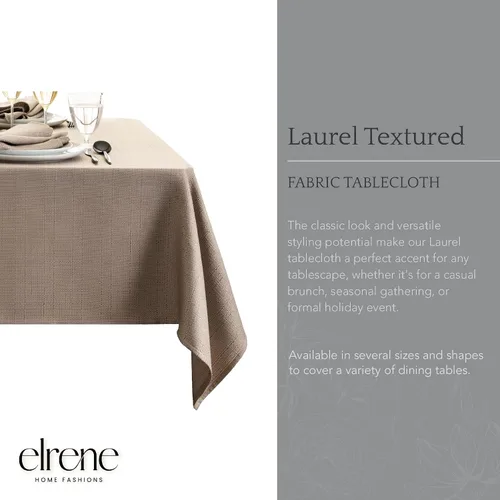 Vista 2 de Elrene Home Fashions - Mantel de textura sólida de laurel, resistente al agua y a las manchas, 60 x 102 pulgadas, rectangular, color gris pardo gris