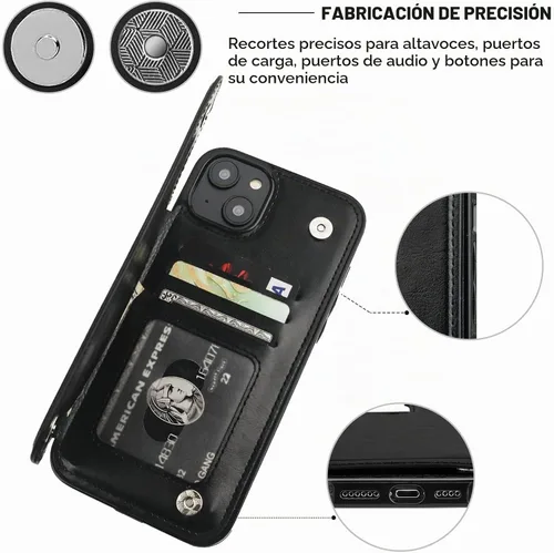 Vista 7 de ONETOP - Funda tipo cartera compatible con iPhone 14 Plus con soporte para tarjetas, funda de piel sintética con soporte y ranuras para tarjetas