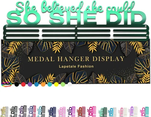 Vista 23 de Ella Creyó Que Podía ASI LO HIZO Soporte de Medallas de Carreras Colgador de Pared, Exhibición de Medallas de Maratón y Corredor, Exhibición