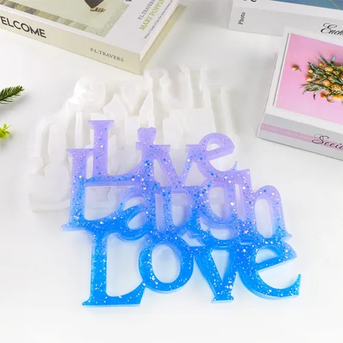Vista 7 de Live Laugh Love - Molde de resina para letrero de palabras, moldes de silicona con eslogan de letras de cristal, molde de fundición epoxi