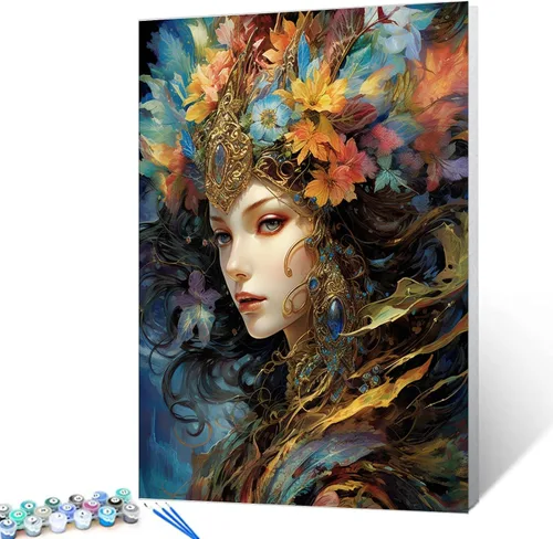 Vista 15 de Tucocoo Flower Woman - Pintura por números para adultos, kits de pintura al óleo digital sobre lienzo con pinceles y pigmento acrílico, hermosas