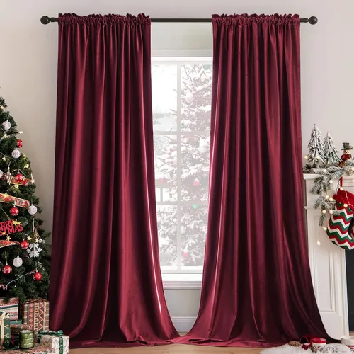 Vista 46 de MIULEE - Juego de 2 paneles de cortinas negro opacas y térmicas de terciopelo para la sala de estar y dormitorio, con bolsillo para cortinero, de 63