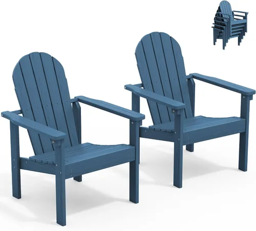 Vista 16 de SERWALL Silla Adirondack moderna apilable, silla de patio al aire libre de HDPE con diseño que ahorra espacio, silla para hoguera para todo
