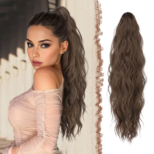 Vista 23 de FESHFEN Extensiones de Cola de Caballo, Pieza de Cabello de Cola de Caballo Larga con Pinza de Garra, Pieza de Cabello Sintético de Colas de Caballo
