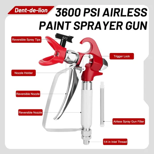 Vista 6 de Kit de 22 pistolas pulverizadoras de pintura sin aire para pintura de casas, pistola de pulverización sin aire con 6 puntas de pulverización