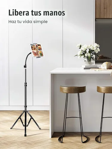 Vista 9 de elitehood Soporte de trípode de metal para iPad y soporte ajustable de 72 pulgadas con cuello de cisne para tableta, soporte de piso de aluminio