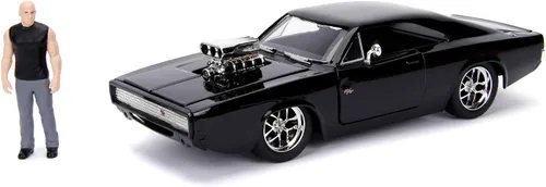 Vista 9 de Jada Toys 253203016 Fast & Furious Dom's 1970 Dodge Charger R/T, Build+Collect, modelo de ajuste de coche, escala 1:24, incluye figura de Dominic