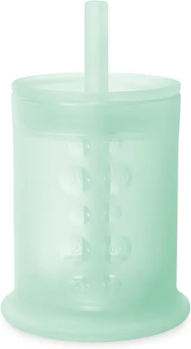 Vista 18 de Olababy Taza de entrenamiento de silicona con tapa con popote Taza para beber agua para bebés 6+ meses de bebé a 12-18 meses Taza para beber