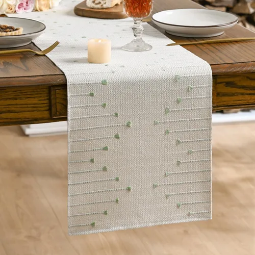 Vista 18 de Artoid Mode Camino de mesa tejido de algodón rústico verde militar, decoración de mesa de comedor para decoración de fiesta del hogar, 12 x 36