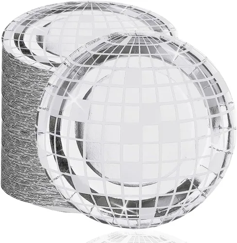 Vista 9 de FunisFun Platos de Discoteca Desechables Platos de Bola de Discoteca para Decoraciones de Fiesta de Discoteca de los 70s Boda Cumpleaños Despedida