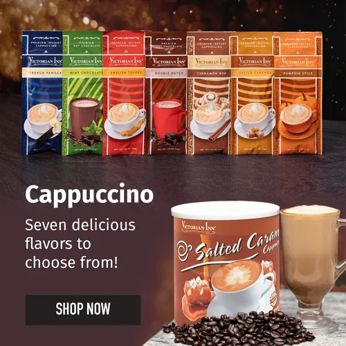 Vista 6 de Victorian Inn Instant Cappuccino – Sabor a caramelo salado – Mezcla de café cremosa y deliciosa – Gran caliente, frío o mezclado – Sabor cremoso – 2