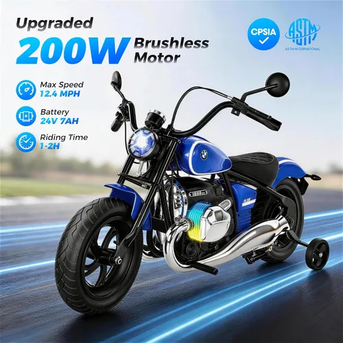 Vista 2 de Licensed BMW R18 Electric Motorcycle for Kids, Blue