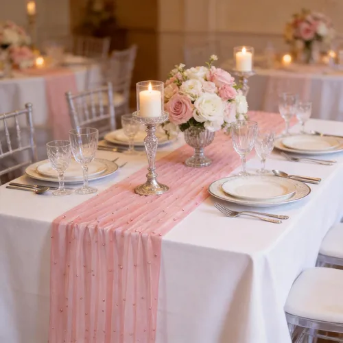 Vista 16 de LuoluoHouse Camino de Mesa de Perla para Centros de Mesa de Boda: Camino de Mesa de Perla de 10 pies, Decoración de Mesa de 29x120 Pulgadas de Tul
