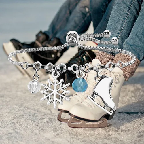Vista 6 de UJIMS Pulsera con dije de hielo, regalo para amantes del anime, regalo de patinaje artístico para mejores amigos, amantes del patinaje, regalos