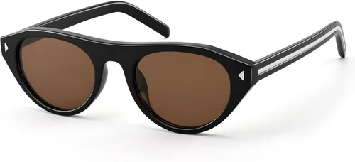 Vista 13 de AZorb Lentes de sol ovalados pequeños retro con diseño de ojo de gato para Tortuga/Marrón degradado