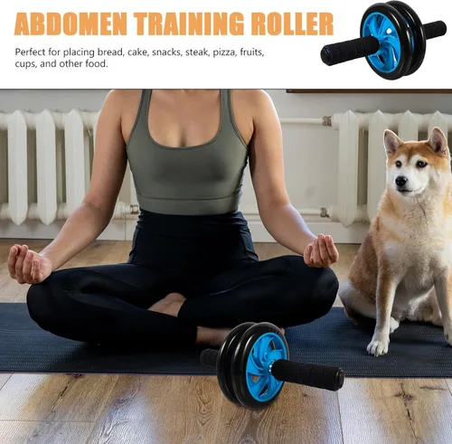 Vista 3 de Rodillo de rueda abdominal silencioso para fitness en casa, entrenador abdominal de dos ruedas para fuerza central y quema de grasa, rodillo