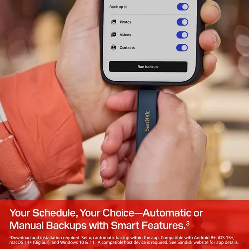 Vista 7 de SanDisk 64GB Unidad Flash para iPhone - Funciona con iPhone 15 y más nuevo (conector USB-C) y iPhone 14 y más antiguo (conector Lightning)