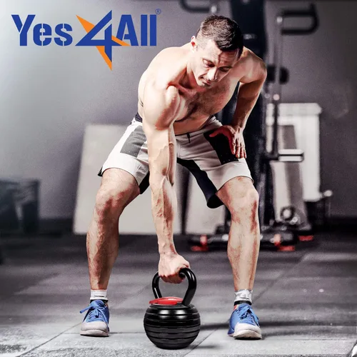 Vista 8 de Yes4All Adjustable Kettlebell Set, 20–40 LB Weight Set, Solid Cast Iron Handle with Spacer Disks & Secure Lock, Space-Saving Kettlebell for Home Gym