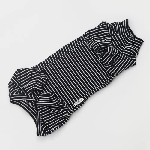 Vista 6 de Sphynx - Conjunto de camisa transpirable a rayas negras para gatos, gorro y camisa para mascotas (talla M)