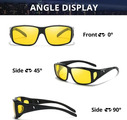 Vista 7 de IGnaef Lentes de conducción de noche para hombres y mujeres, reducen el deslumbramiento y polarizados HD IF0312