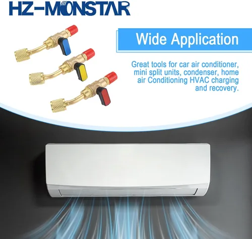 Vista 6 de Válvula de bola refrigerante de aire acondicionado 1/4 '' SAE, adaptador de válvula de bola de cierre en ángulo HVAC de latón para sistema mini
