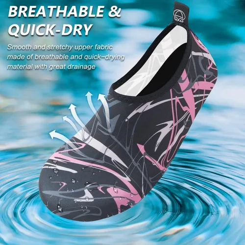 Vista 2 de Deevike Zapatos acuáticos para mujeres y hombres, estilo descalzo, de secado rápido, calcetines de agua sin cordones para playa, piscina, natación