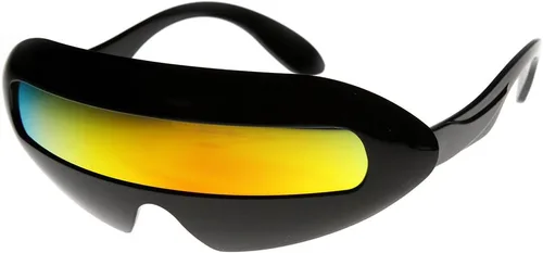 Vista 2 de zeroUV Futuristic Cyclops Neon Shield Color Mirror Lens Wrap Sunglasses