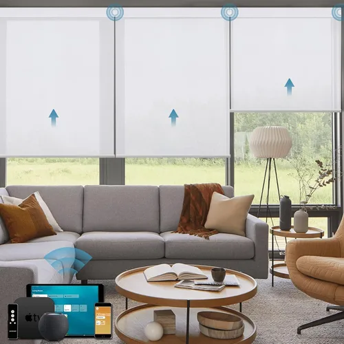 Vista 24 de Cortinas enrollables inteligentes de filtrado de luz motorizadas compatibles con HomeKit, persianas inteligentes para ventanas con 1% de apertura