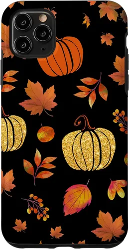 Vista 13 de Fall Leaves and Pumpkins Pattern Halloween Autumn Case for iPhone 17
