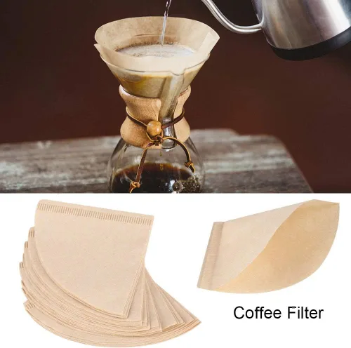 Vista 2 de Fdit 80 piezas de papel de filtro desechables de taza de café de goteo natural sin blanquear (V01)