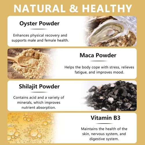 Vista 5 de Boost Alpha Gummies para hombres Gomitas de ostra Shilajit para adultos Mejora la fuerza y el apoyo inmunológico con ostra, shilajit, vitamina