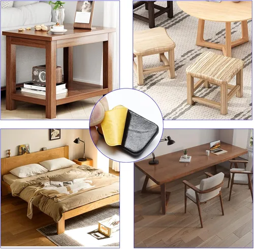 Vista 7 de 24 deslizadores de teflón autoadhesivos para muebles, de 1.35 x 0.98 pulgadas, rectangulares para muebles, almohadillas móviles para alfombras