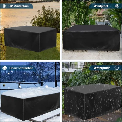 Vista 6 de JESTOP Fundas para Muebles de Patio, 600D Cubierta Rectangular para Mesa de Exterior Impermeable Resistente al Viento Tela Oxford Resistente Anti-UV