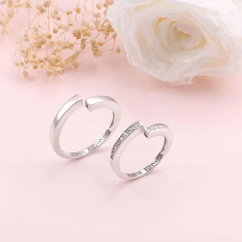 Vista 4 de Yearace Anillos para parejas, anillo de promesa de plata de ley 925 para parejas, regalo de joyería romántico, regalo de joyería, anillo