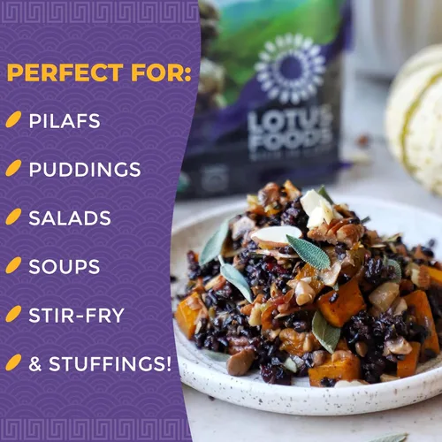Vista 5 de Lotus Foods Organic Forbidden Rice - Arroz Negro Orgánico, Arroz Morado, Arroz Negro a Granel, Arroz Reliquia Sin Gluten, Grano Entero, Sin OGM