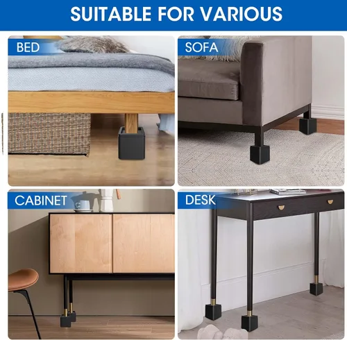 Vista 5 de MYMULIKE elevadores de cama de 2 pulgadas, elevadores de muebles ajustables de 2-4-6 pulgadas, elevadores de cama para cama de dormitorio