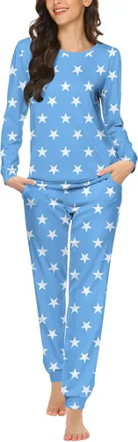 Vista 49 de Ekouaer - Conjunto de pijama de manga larga para mujer, ropa de dormir suave con cuello redondo y bolsillos, conjuntos de ropa de descanso Negro