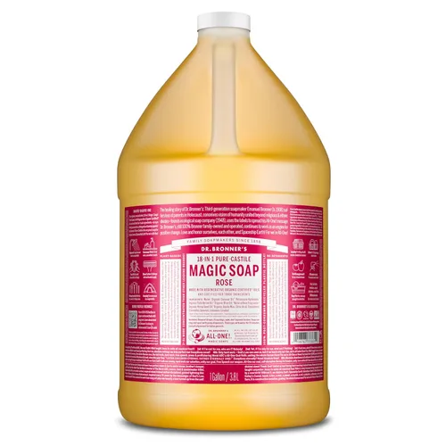 Vista 9 de Dr. Bronner's - Jabón líquido puro de Castilla (rosa, 16 onzas) - Hecho con aceites orgánicos, usos 18 en 1: cara, cuerpo, cabello, lavandería