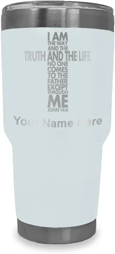 Vista 37 de LaserGram Vaso aislado al vacío de 20 onzas, versículo de la Biblia John 14-6, grabado personalizado incluido (negro) Engraved Gift for Christian