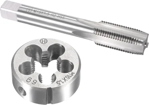 Vista 18 de uxcell M13 x 0.039 in Juego de llaves métricas y troqueles, rosca de máquina con troquel de roscado redondo, kit de grifo y troquelado