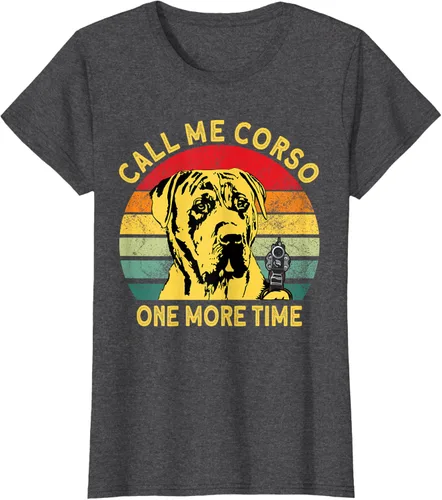 Vista 4 de Canary Dog Dad Call Me Corso Once More Perro Presa Canario Camiseta, Negro